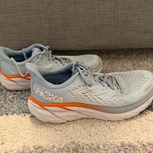 Hoka One One Gray and Orange Athletic Shoes